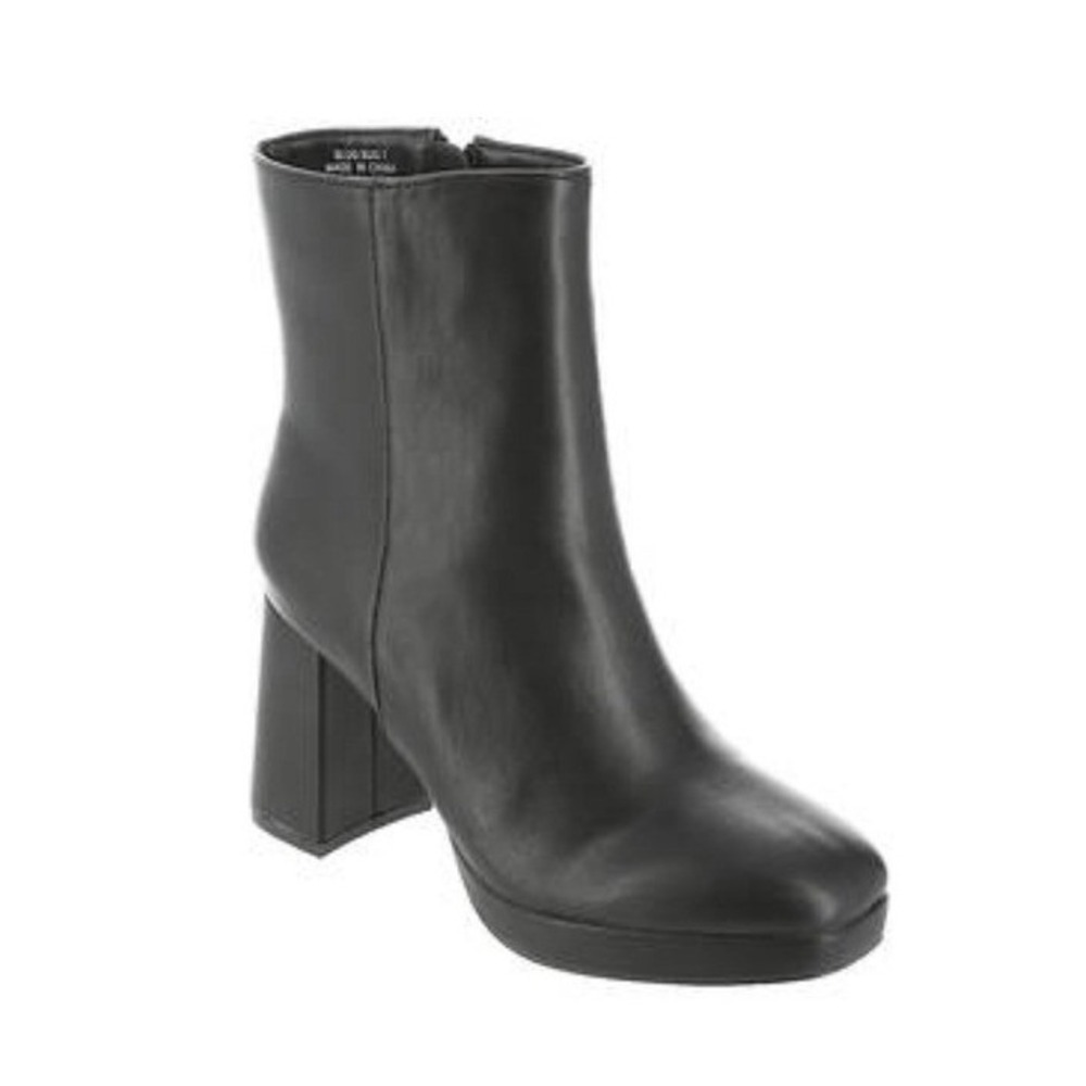 CORKYS Slug Bug Black Faux Leather Platform Chunky Heel Ankle Boots Women Size 9